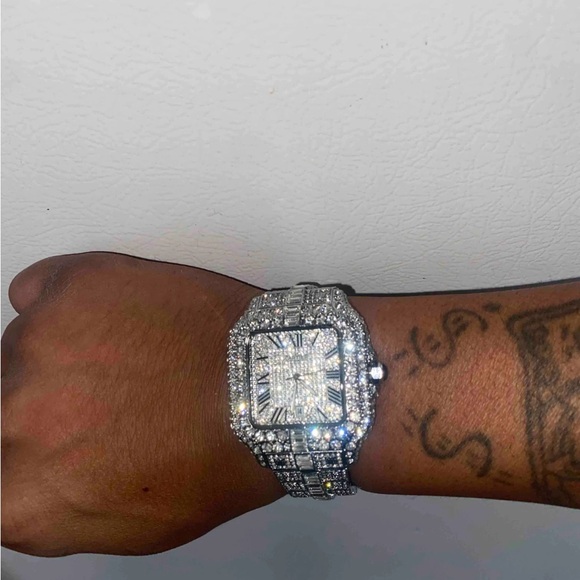 Cartier Silver Watch Moissanite Diamonds - Picture 1 of 5